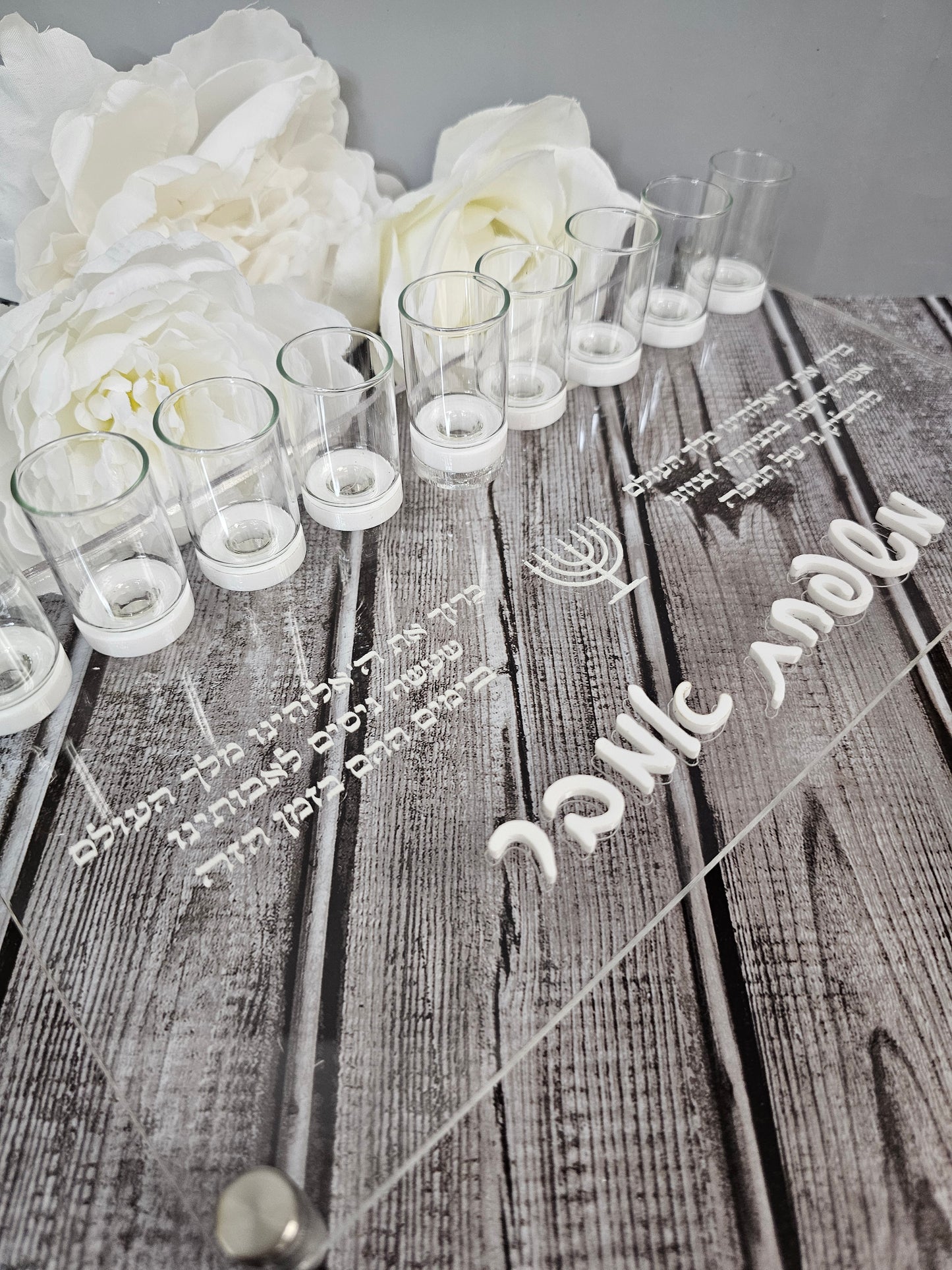 Acrylic Hanukkah Oil Candle Holder – Personalized Family Design