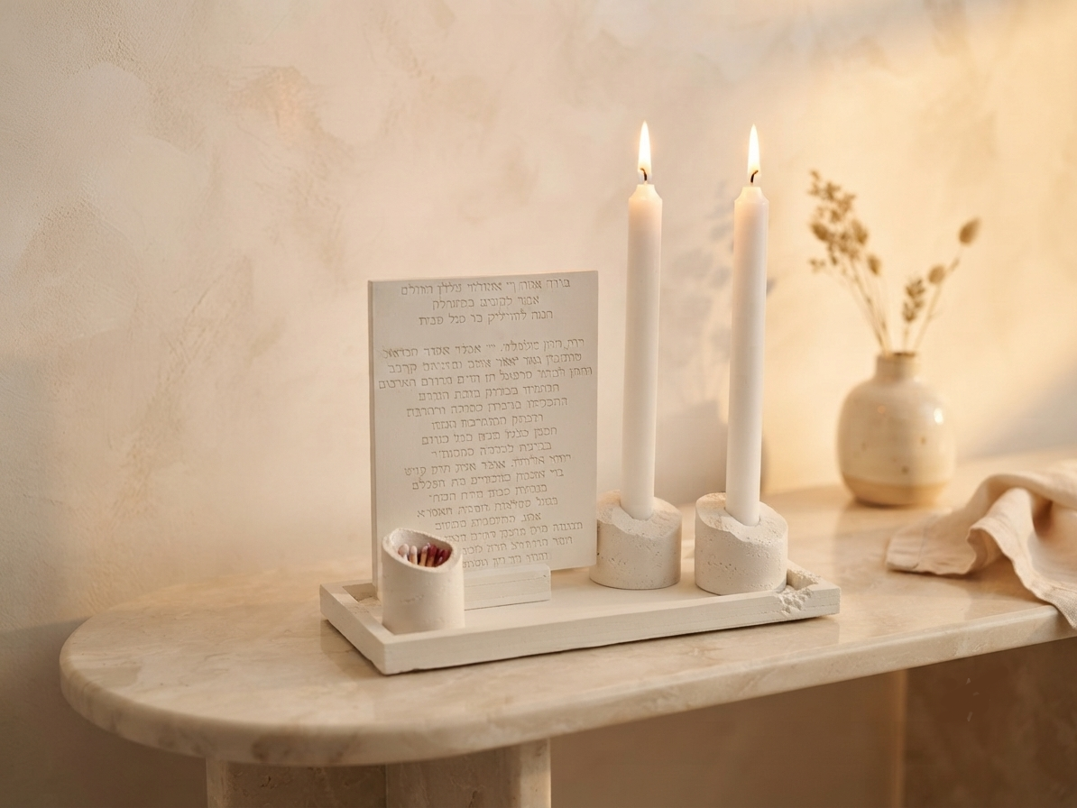 Unique Shabbat Candle Lighting Set