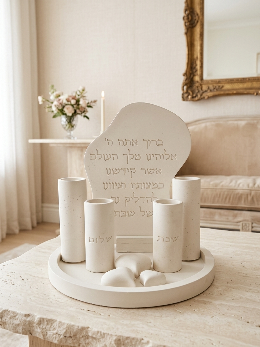 Cloud Shabbat candle set – Handmade Judaica | Gifts LA