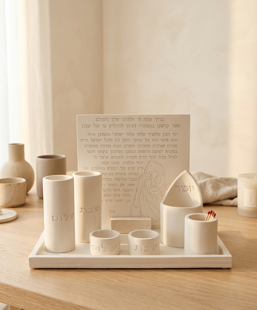 Baba Sali Square Shabbat Candle Set – Handmade Judaica | Gifts LA