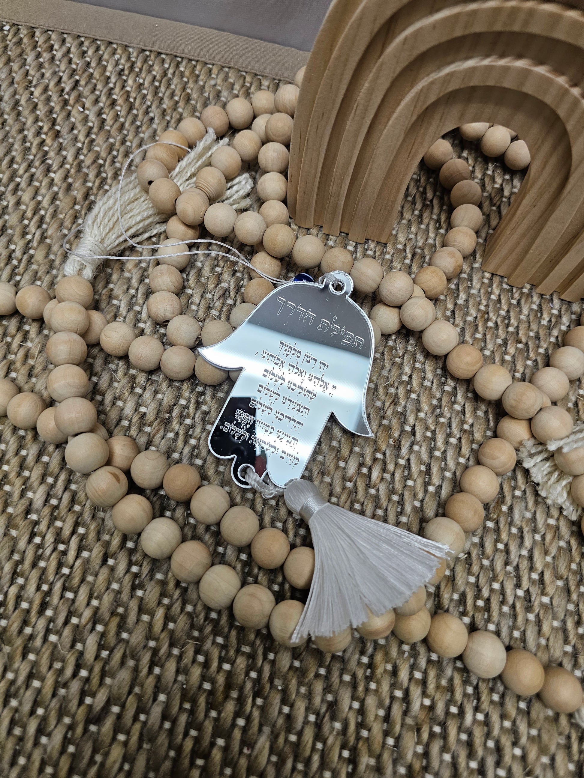 Silver mirror hamsa car charm 