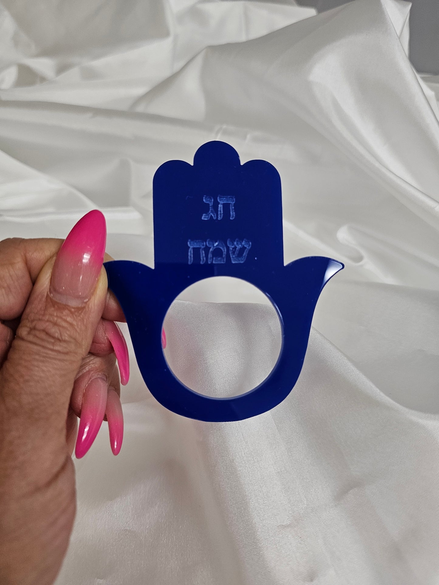 Personalized hamsa napkin holder for Shabbat and holiday table setting