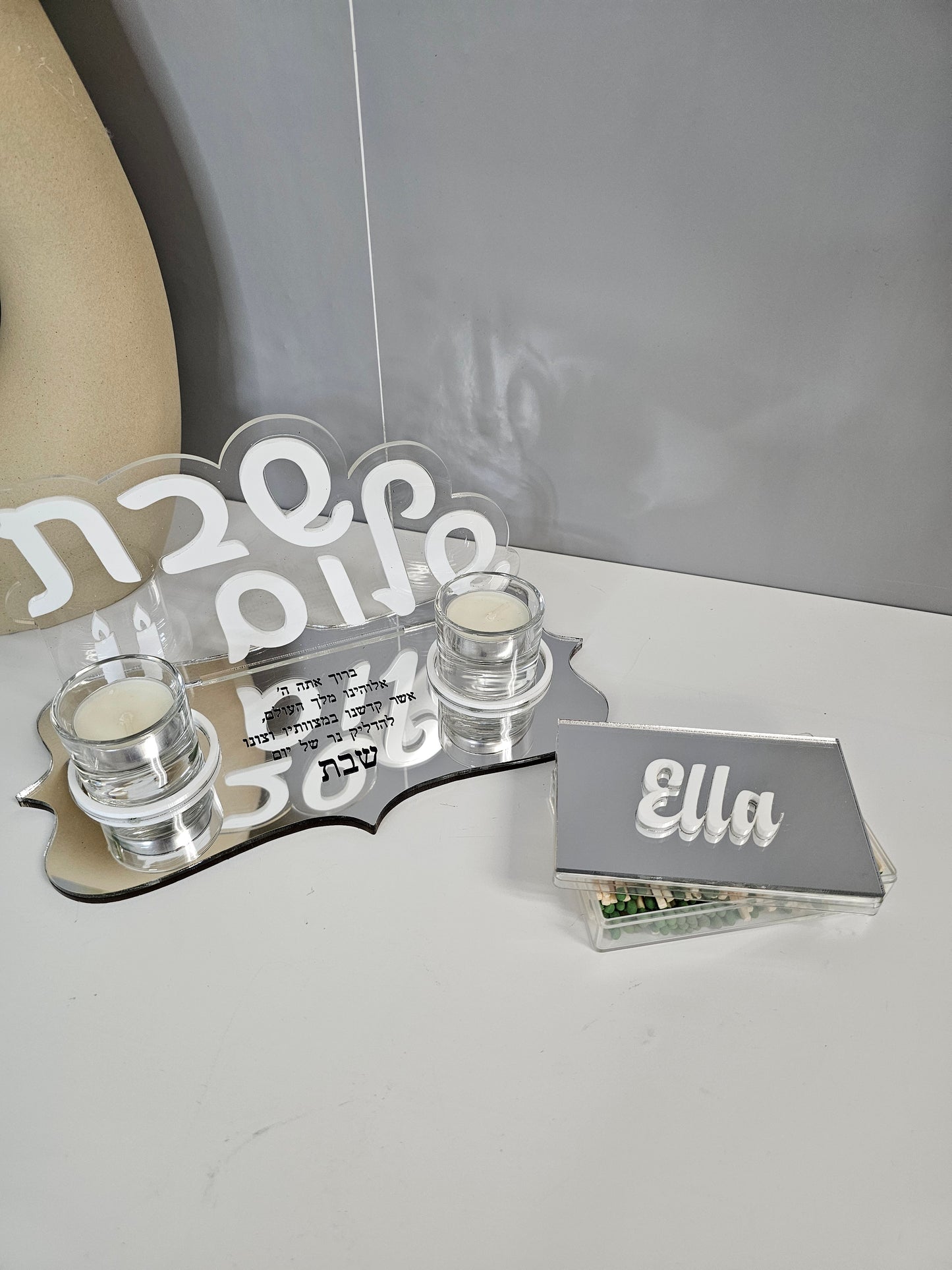 Custom Shabbat candle holder