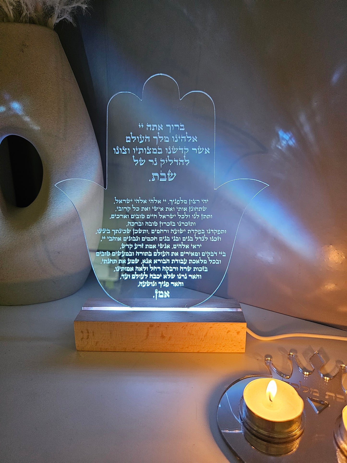 Shabbat Candles Lighting Prayer Led Stand