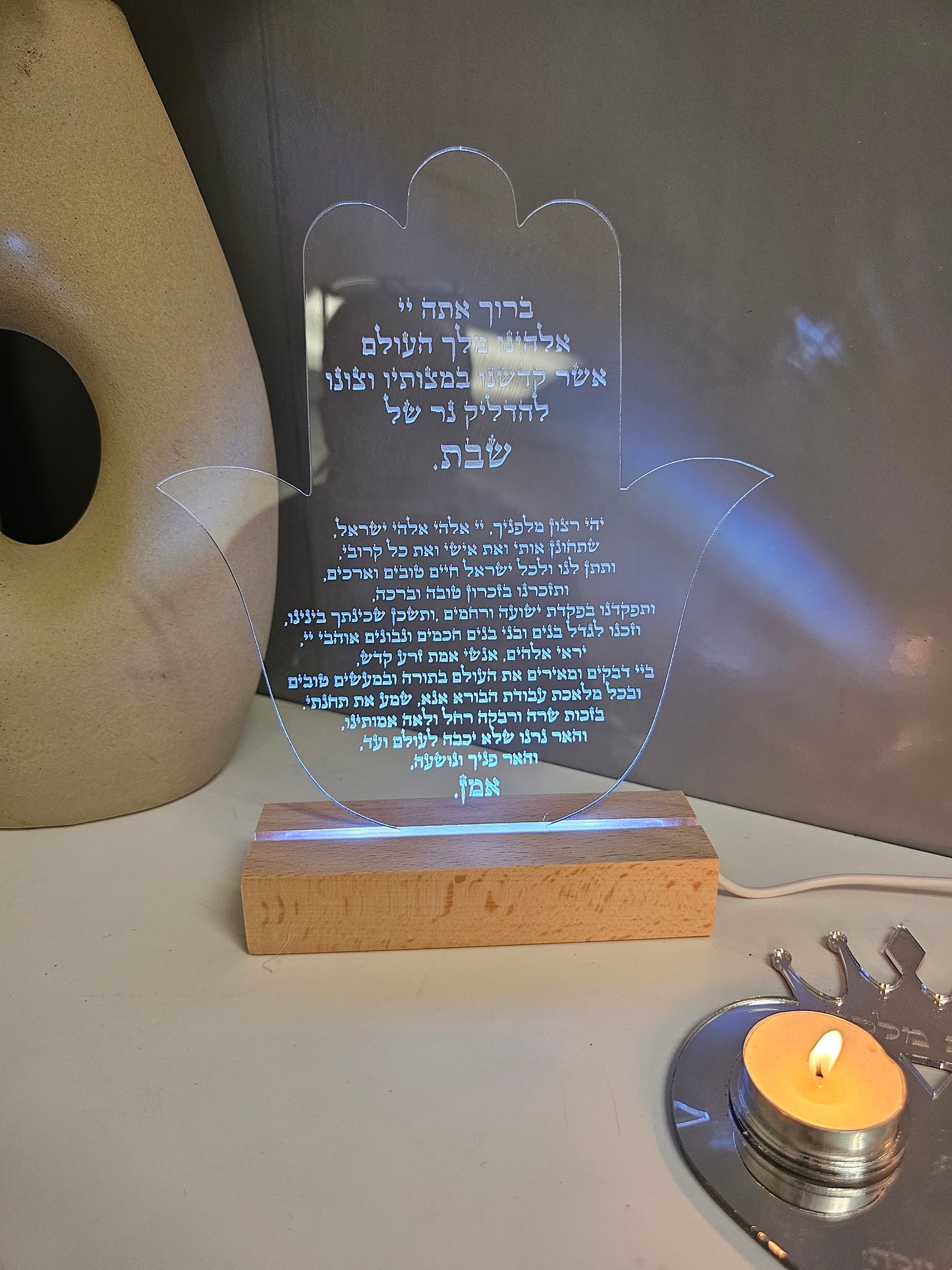 Shabbat Candles Lighting Prayer Led Stand