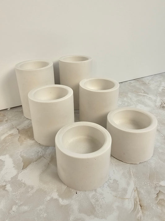 Minimalist Stone-Look Circle Candle Holders