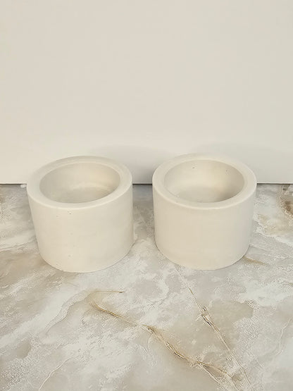 Minimalist Stone-Look Circle Candle Holders