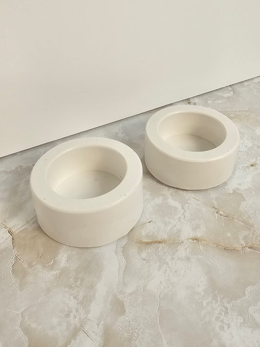 Small minimalist candle holder with a smooth natural stone look finish, modern Jewish home decor