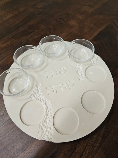 Modern Tarrazzo Rosh Hashanah Plate with Bowls