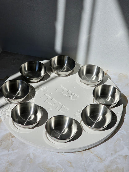 Modern Tarrazzo Rosh Hashanah Plate with Bowls