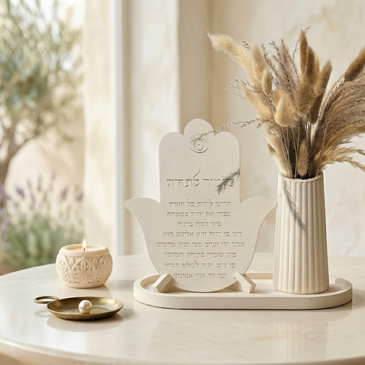Hamsa Mizmor L'Todah & Vase Set