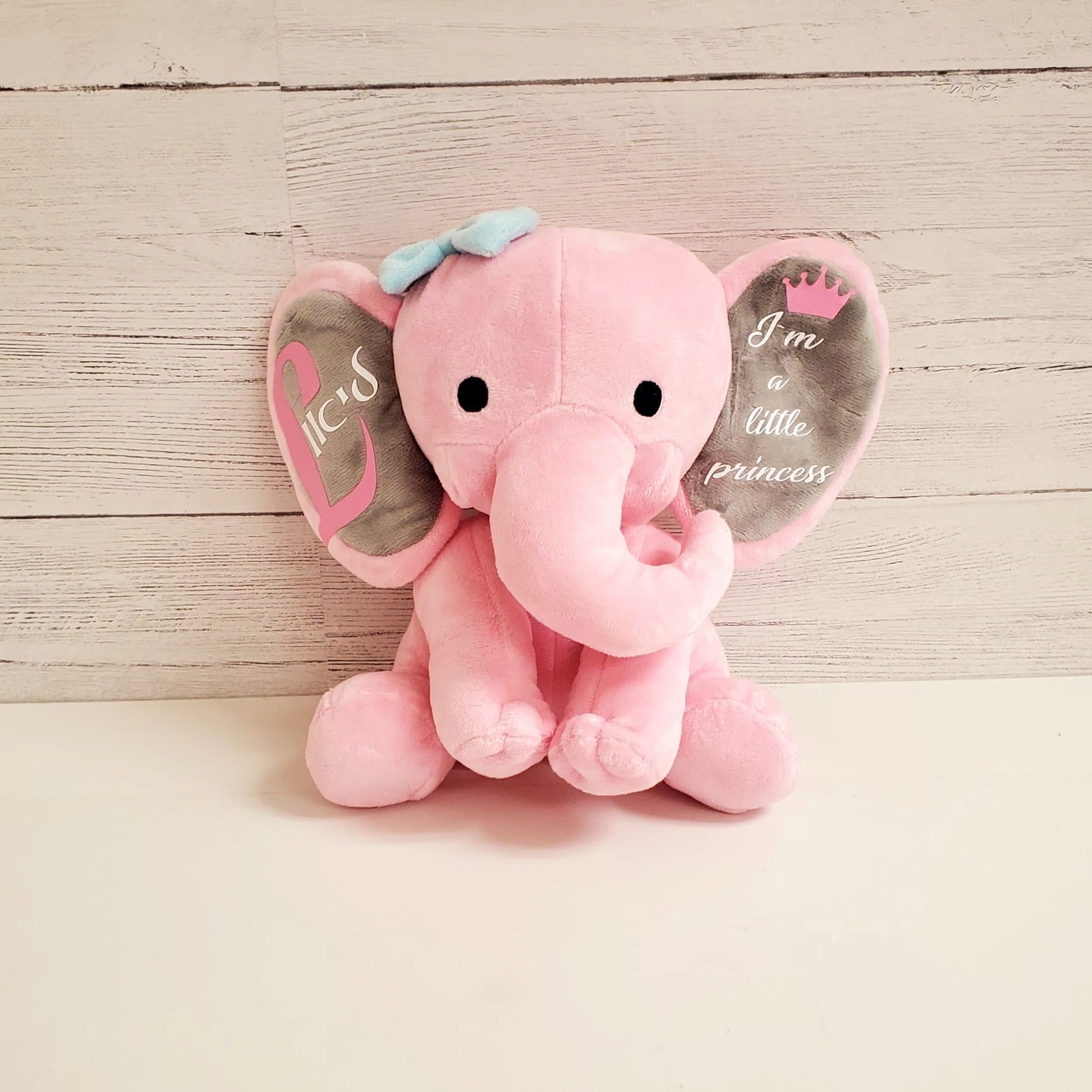 Elephant Stuffed Animal With Personalized Name and Birth Date, New Baby Welcome Gift, Newborn Gift For Baby Girl, Birth Announcement.