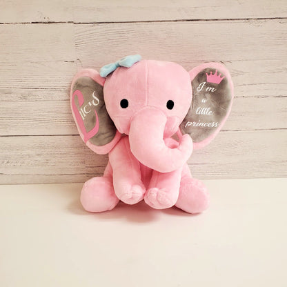 Elephant Stuffed Animal With Personalized Name and Birth Date, New Baby Welcome Gift, Newborn Gift For Baby Girl, Birth Announcement.