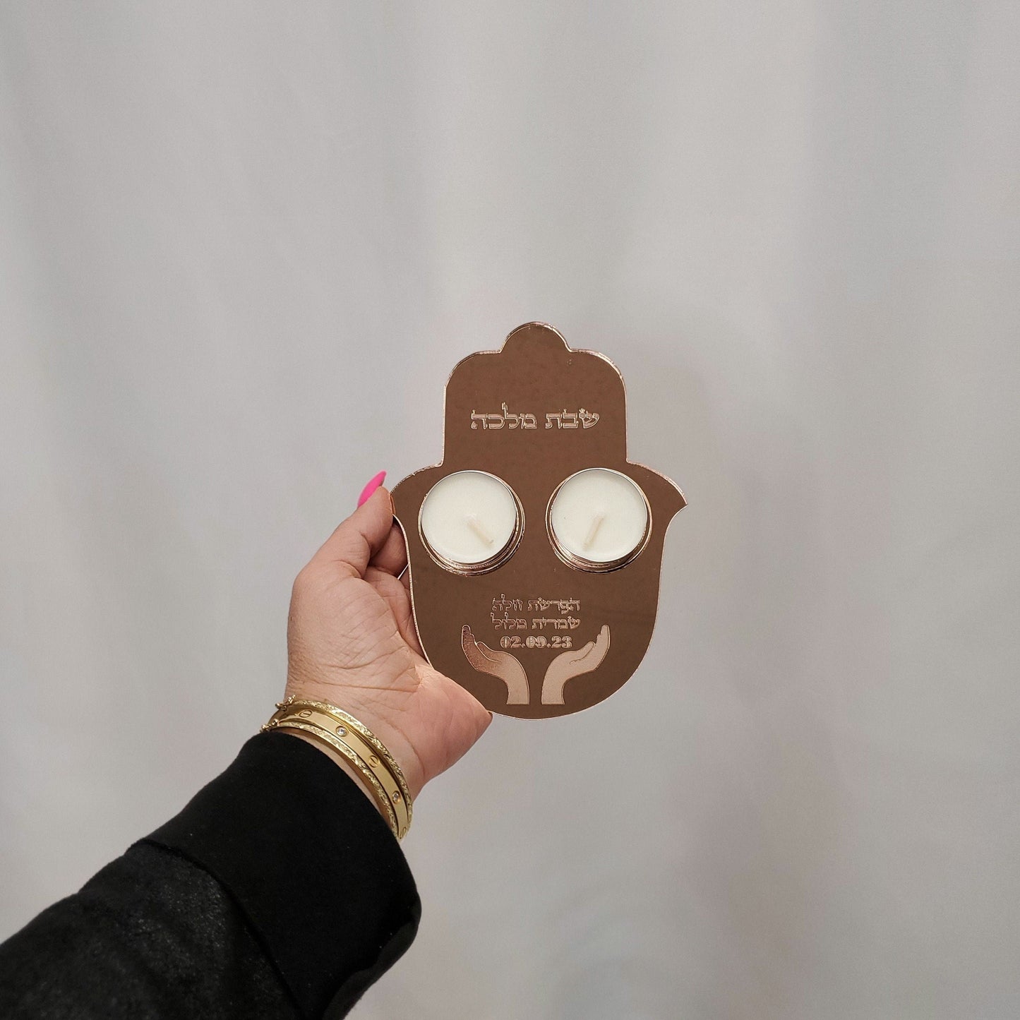Personalized Hamsa For Hafrashat Chalah, Guests gift, Candle holder ,Adult Goodie Bag, Wedding Guests Gifts, judica, Shabbat Candles,