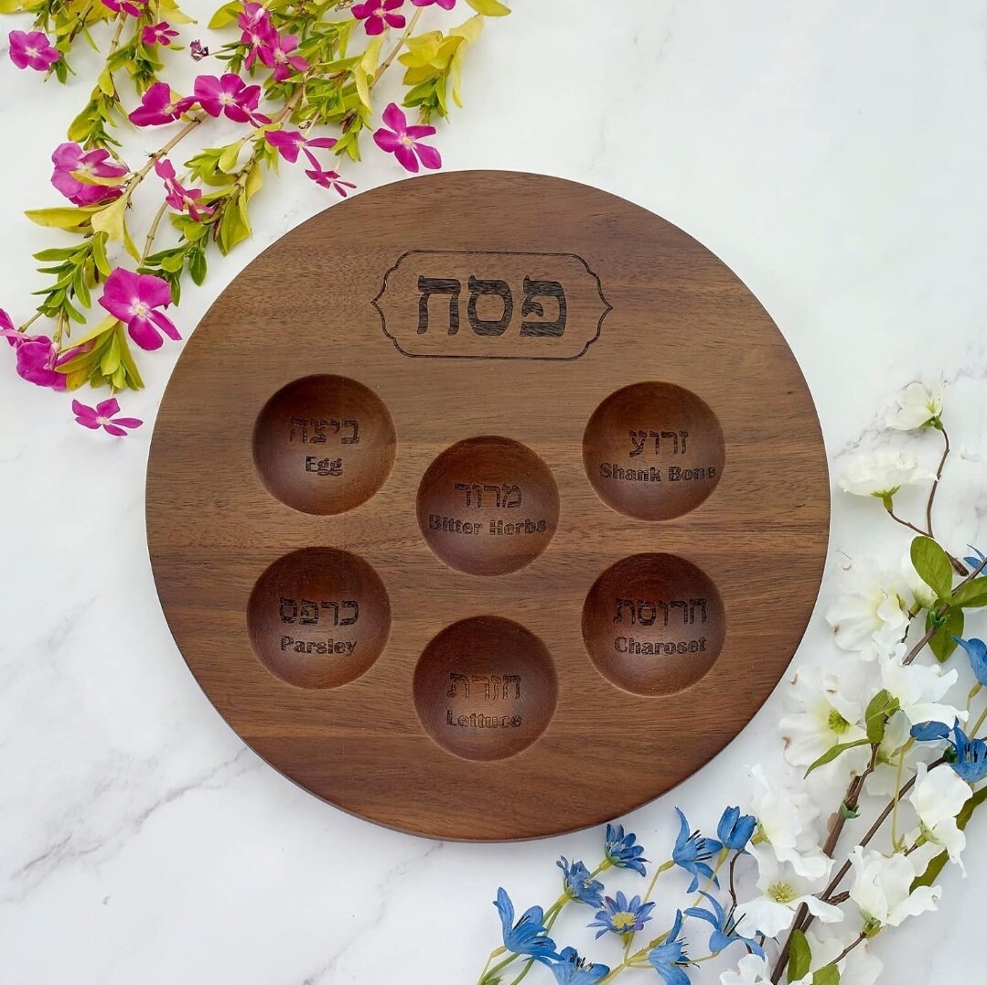 Wood Seder Plate, Custom Seder Plate, Passover Plate, Passover Seder Plate, Custom Passover Plate, Passover Gift