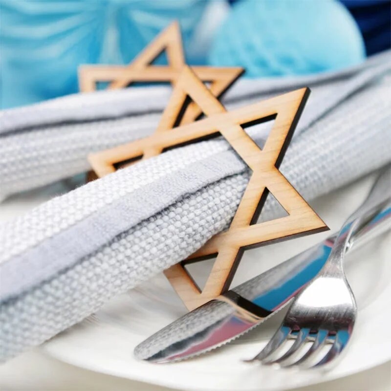 Custom Magen David Wood Napkin Holder