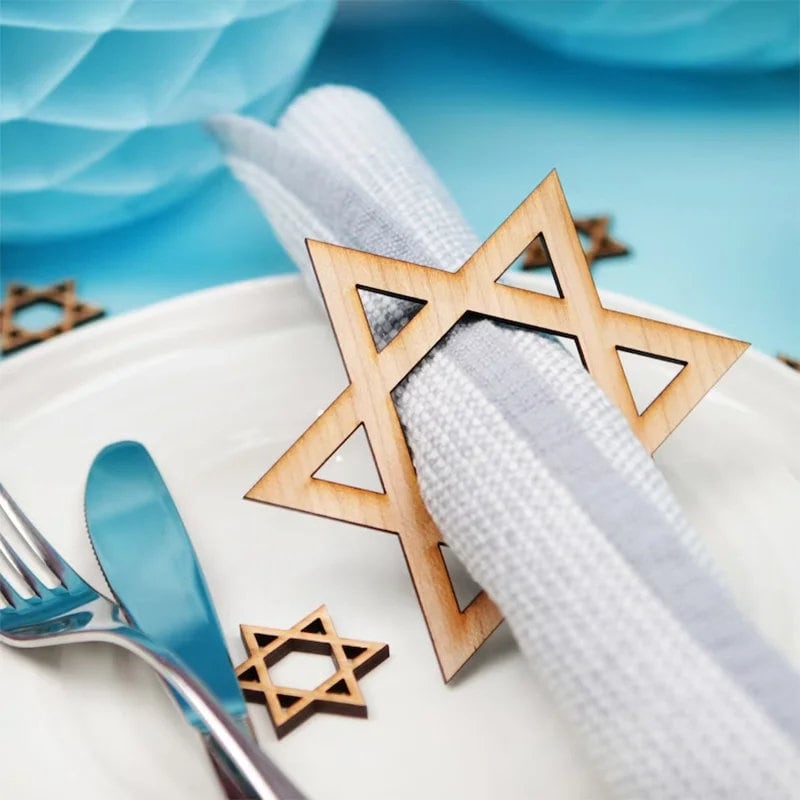 Custom Magen David Wood Napkin Holder
