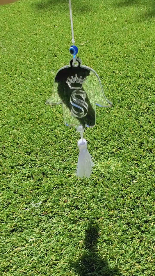 Personalized hamsa car mirror charm,Tfilat Haderech,car mirror charm,Hamsa Charm,Car Mirror Charm Evil Eye,Hamsa with the road Blessing.