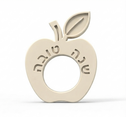 Rosh Hashanah Napkin Rings — Pomegranate & Apple | Handmade Natural Stone Look Judaica