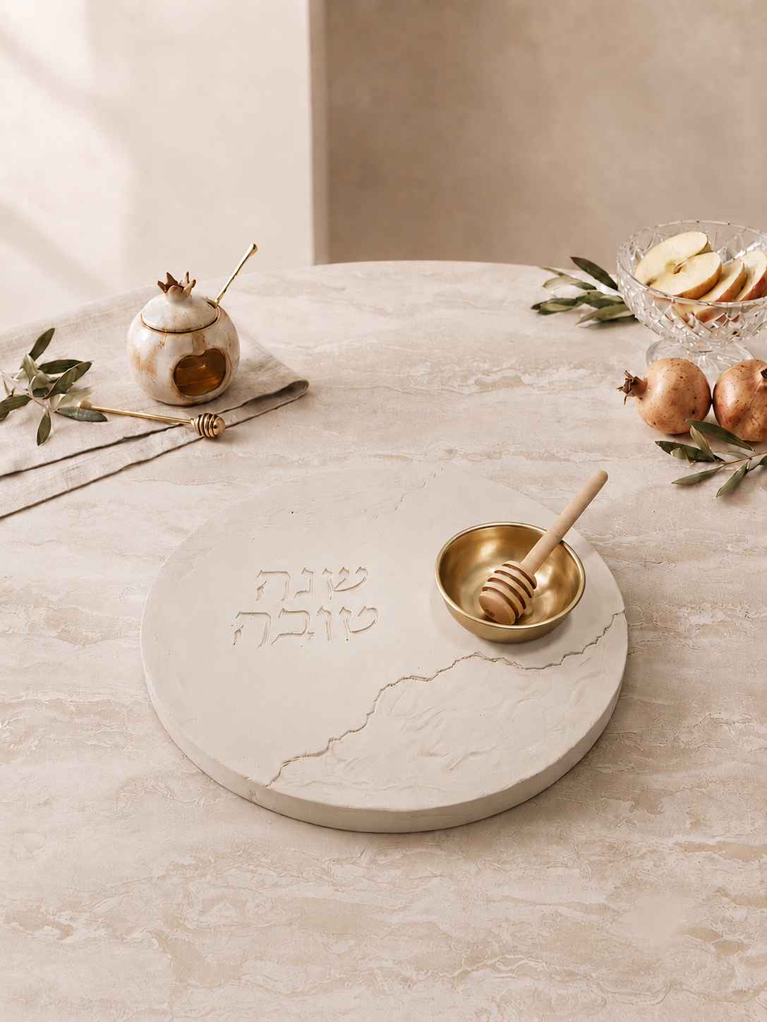 Rosh Hashanah Honey Plate — Stone Look