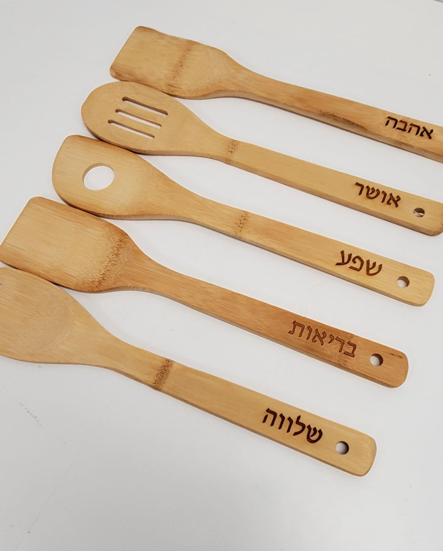 Wood spoons, custom spoons,custom wood spoons,Hebrew wood spoons, cooking wood spoons