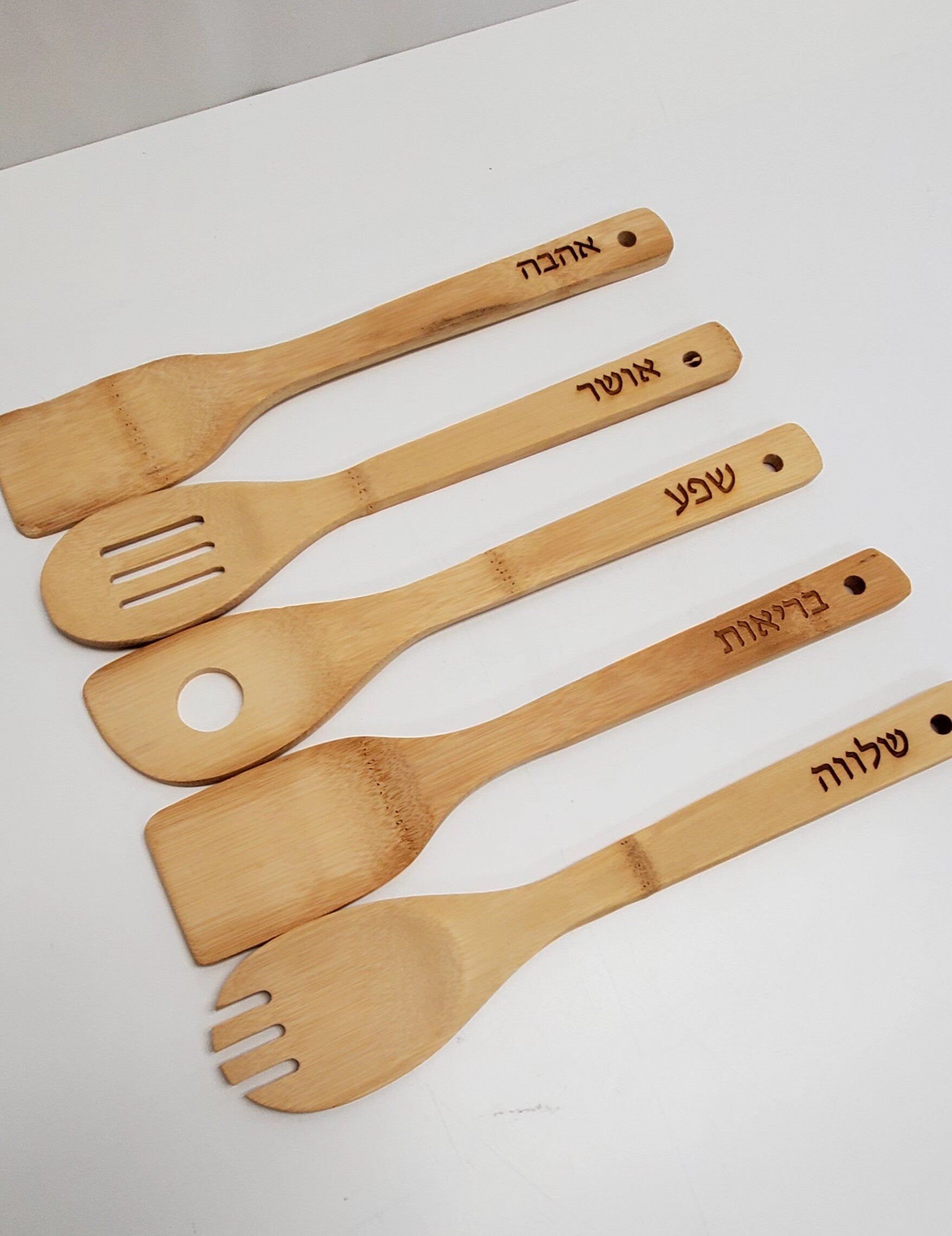 Wood spoons, custom spoons,custom wood spoons,Hebrew wood spoons, cooking wood spoons