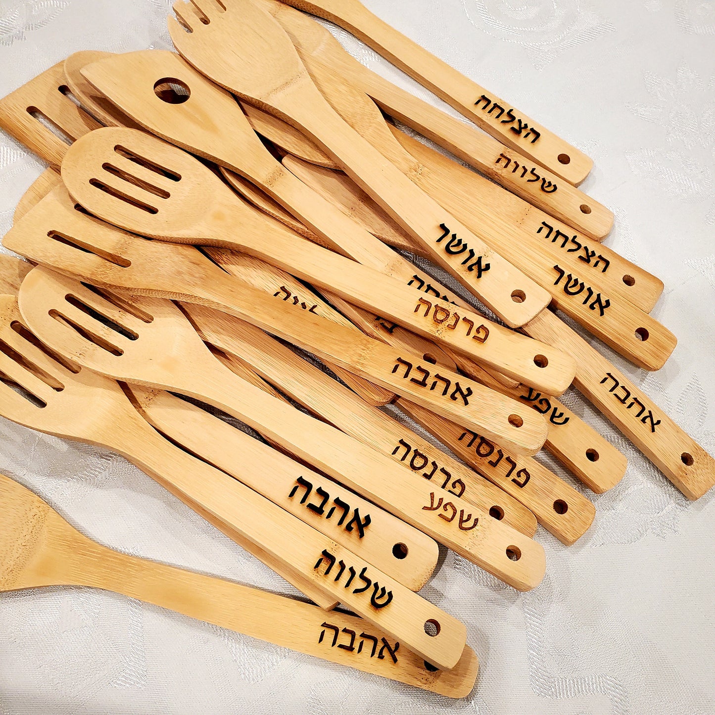 Wood spoons, custom spoons,custom wood spoons,Hebrew wood spoons, cooking wood spoons