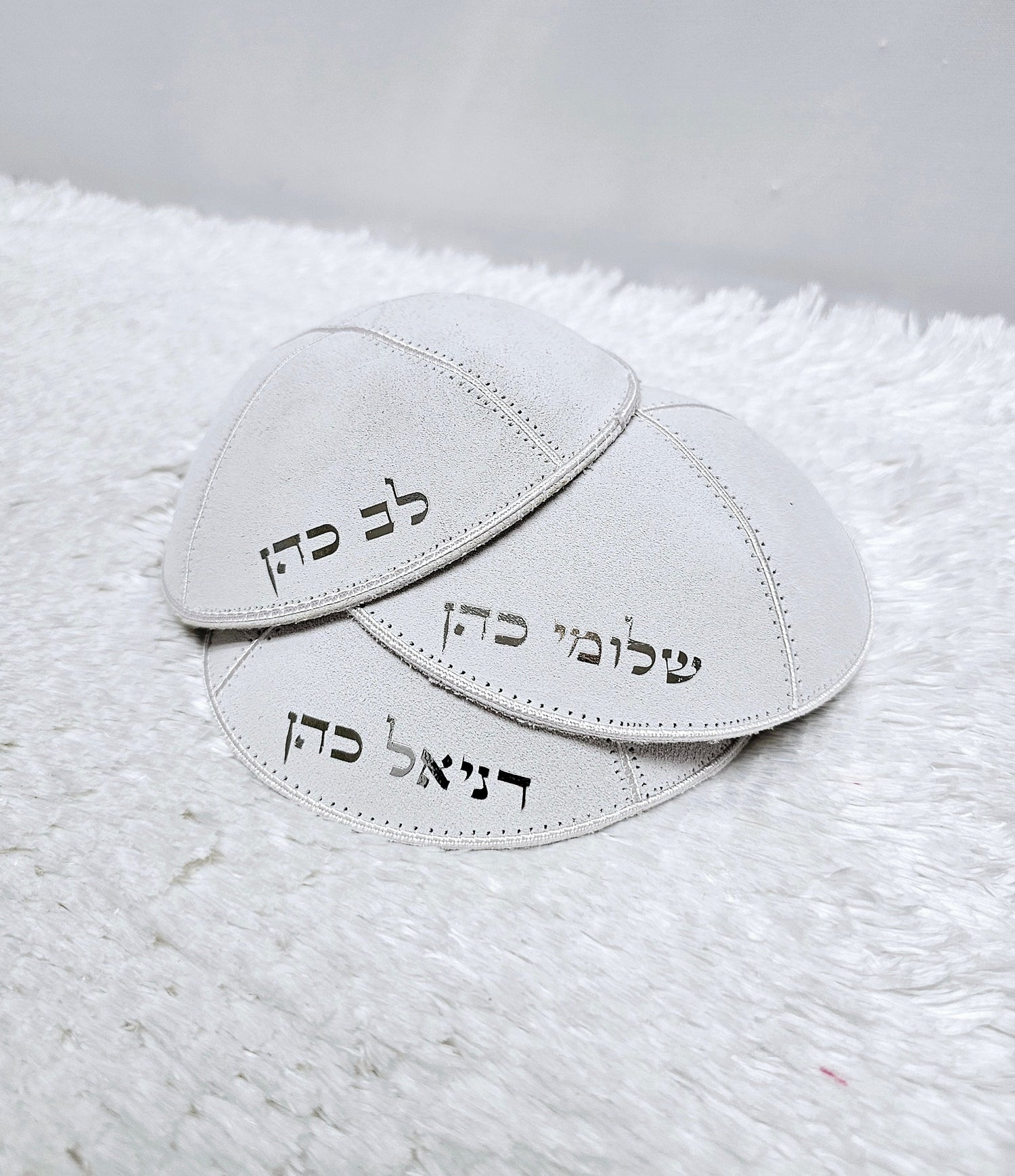 Custom genuine suede kippah, Custom Kippah, Suede Kippah, White Kippah, Custom Yamaka, Custom Yamakah.