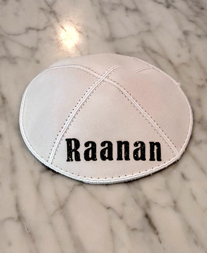 Custom genuine suede kippah, Custom Kippah, Suede Kippah, White Kippah, Custom Yamaka, Custom Yamakah.